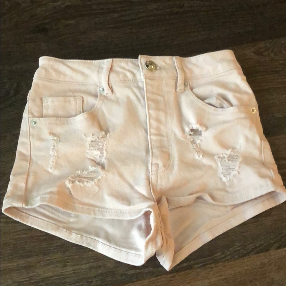 Pink Distressed Shorts